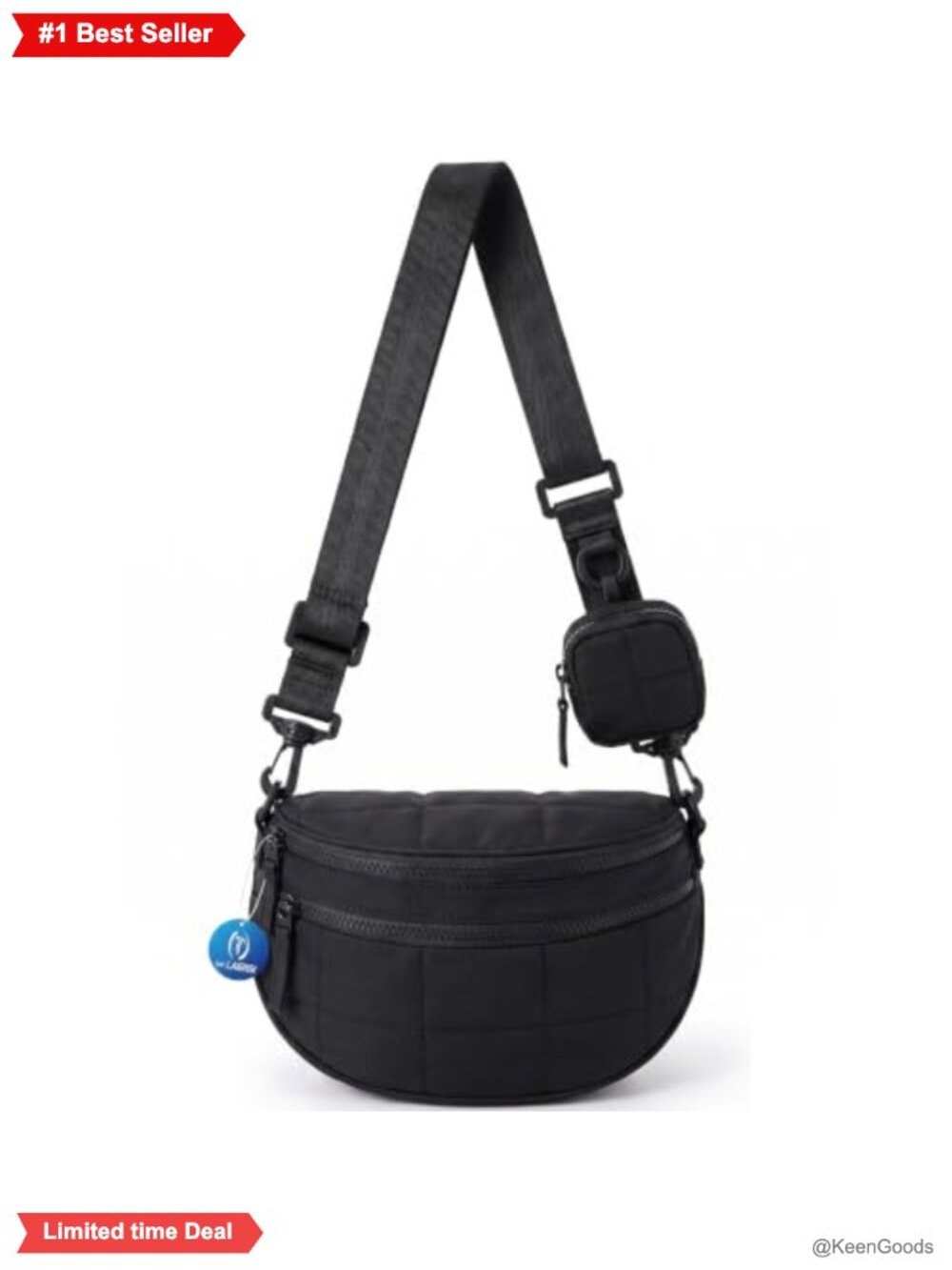 Nylon Crossbody Sling Bag with Detachable Pouch Adjustable Strap